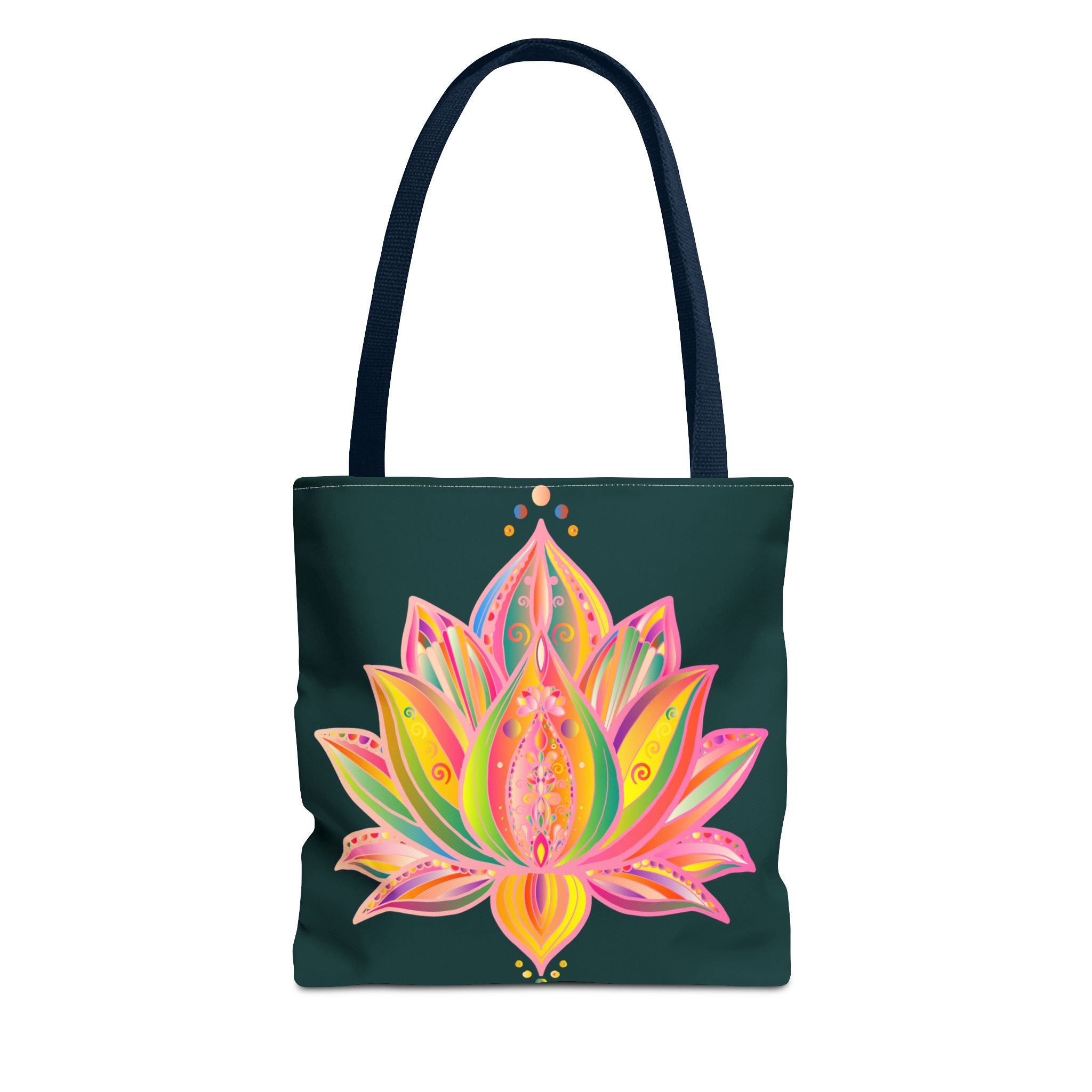 Colorful Mandala Lotus Tote Bag with intricate design and spacious interior