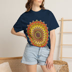 Sunburst Mandala T-Shirt — Vibrant Floral Boho Graphic Tee