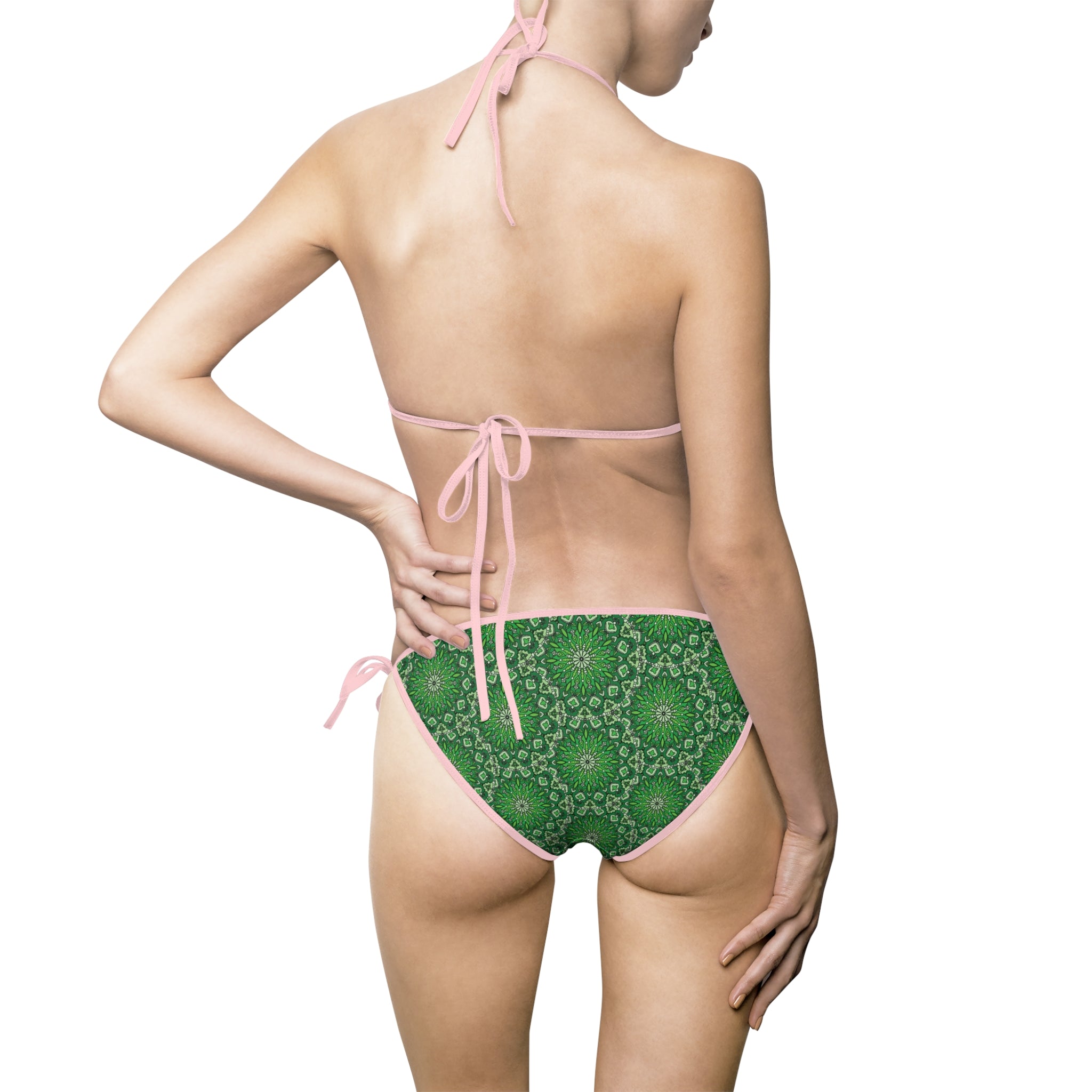 Green Mandala Print Bikini — Women's Tie-Side Two-Piece Swimsuit