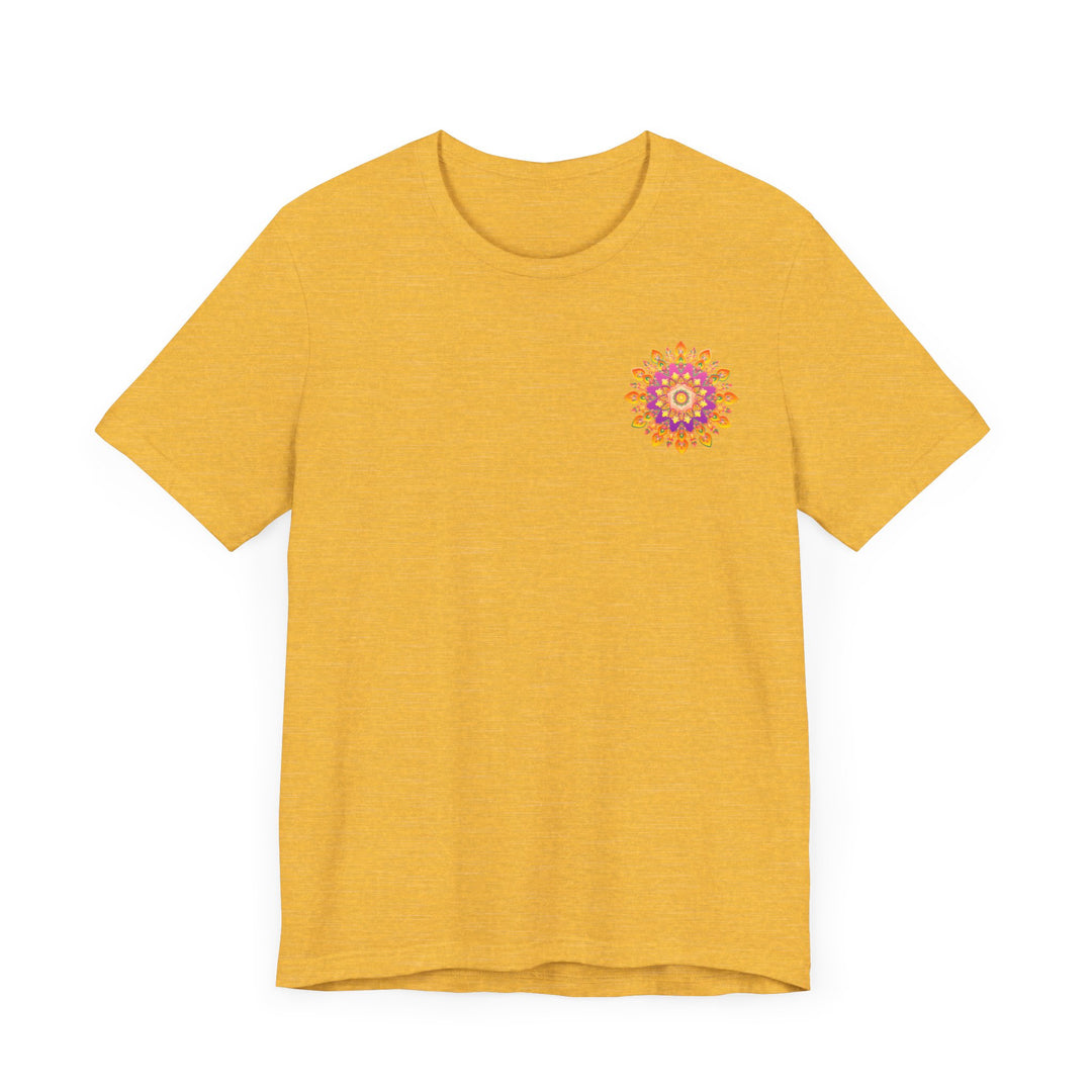 A beautiful and colorful mandala design T-shirt that promotes peace and harmony