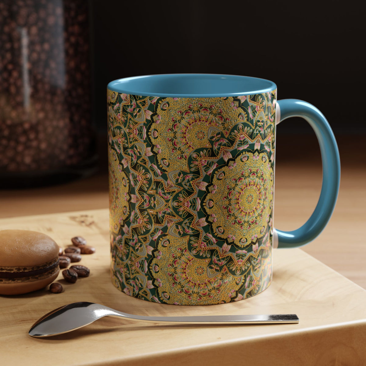 Mandala Floral Coffee Mug – Bohemian Botanical Ceramic Cup