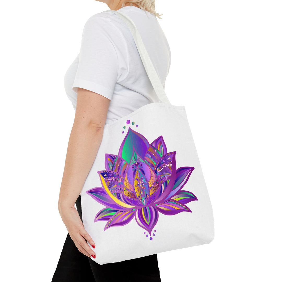 Beautiful and vibrant Mandala Lotus Tote Bag with intricate floral design