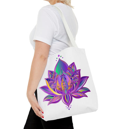 Beautiful and vibrant Mandala Lotus Tote Bag with intricate floral design