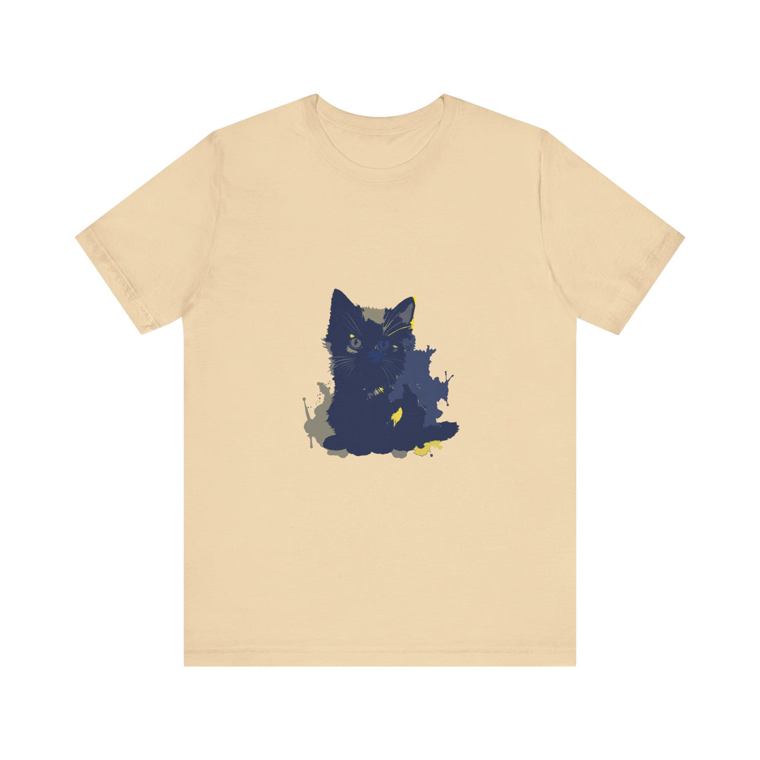 Midnight Blue Cat Mystery T-Shirt with Intricate Feline Design and Soft, Comfortable Fabric for Stylish and Cozy Wear