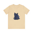 Midnight Blue Cat Mystery T-Shirt with Intricate Feline Design and Soft, Comfortable Fabric for Stylish and Cozy Wear