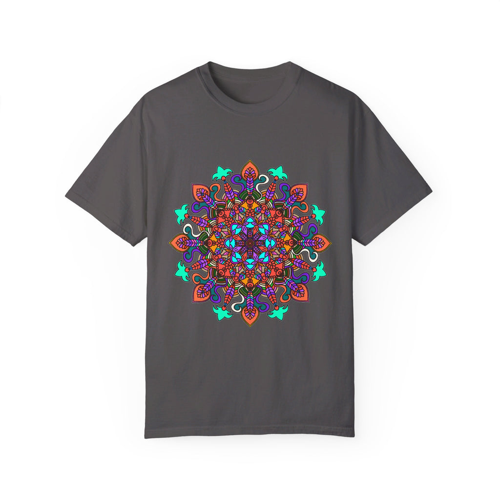 Unisex Mandala T-Shirt made from 100% Ring-Spun Cotton, hand-drawn Mandala Art and garment-dyed for extra comfort