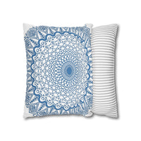 Spun Polyester Square Pillowcase with Original Hand-drawn Mandala Art