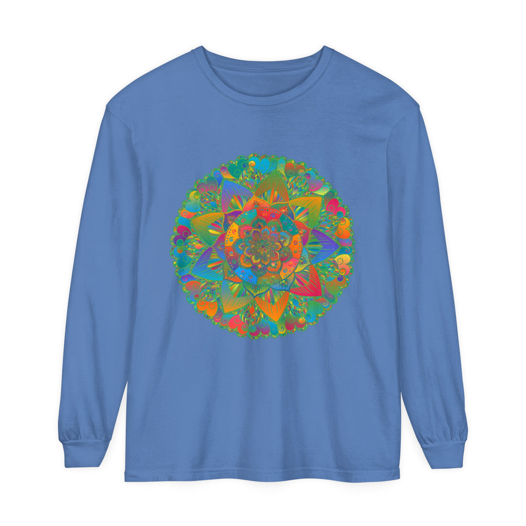 Colorful and intricate mandala design long sleeve unisex t-shirt for all genders