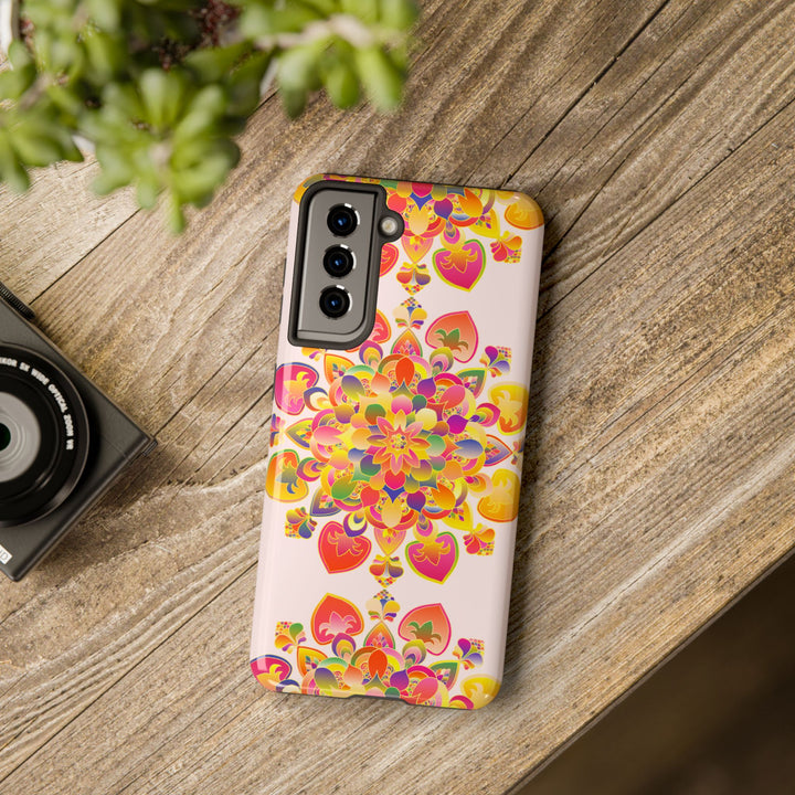 Colorful hand drawn mandala art phone case with intricate design details