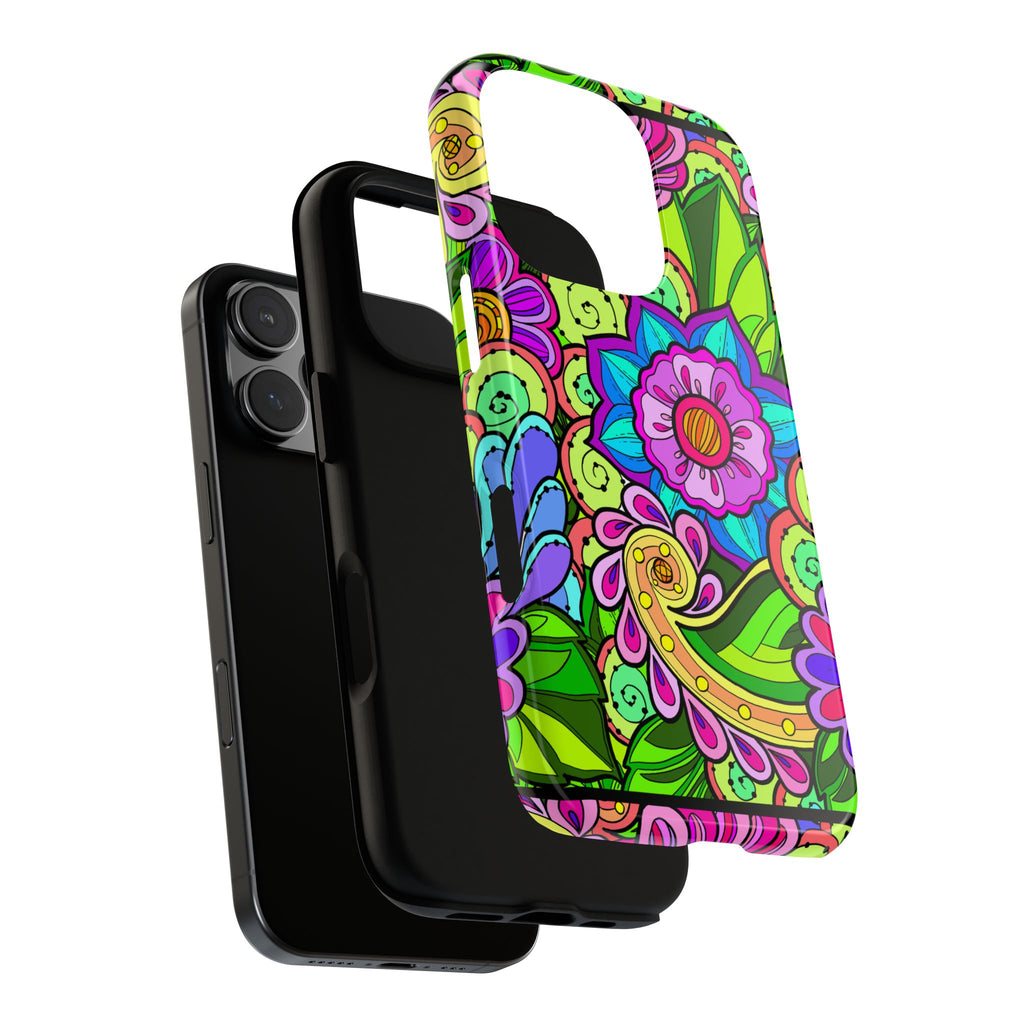 Floral Fantasy iPhone and Google Pixel Case in Bright Green Palette