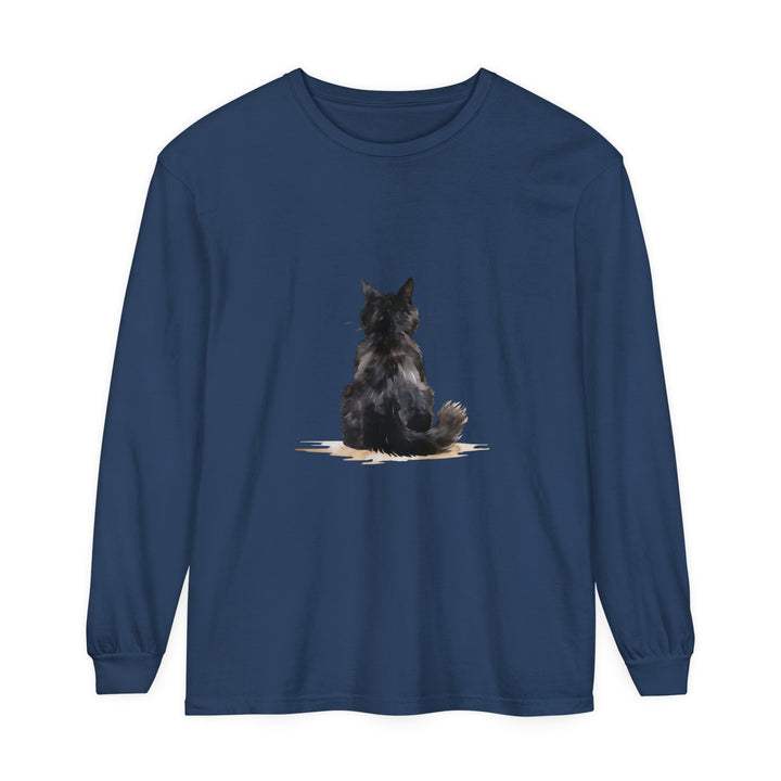 Black Cat Watercolor Unisex Long Sleeve T-Shirt featuring vibrant watercolor design