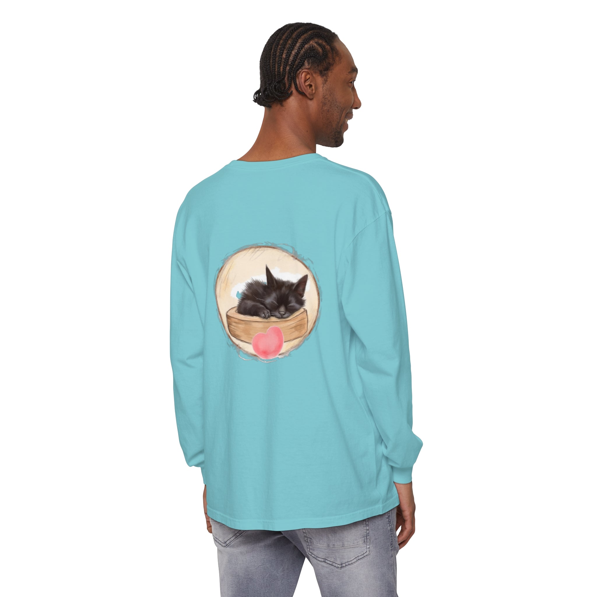 Adorable unisex t-shirt featuring a sleeping kitten perfect for bedtime