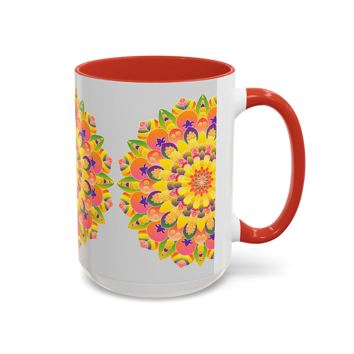 Eye-catching mandala mug with intricate and colorful bohemian art pattern