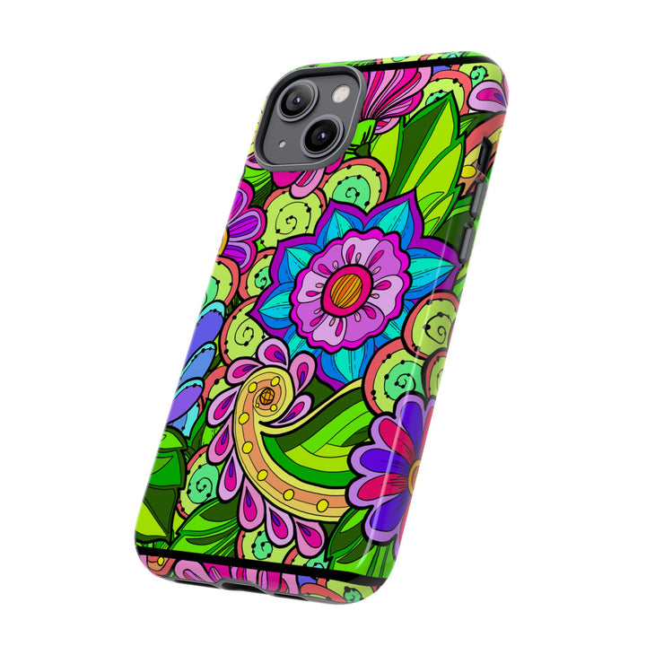 Floral Fantasy iPhone and Google Pixel Case in Bright Green Palette