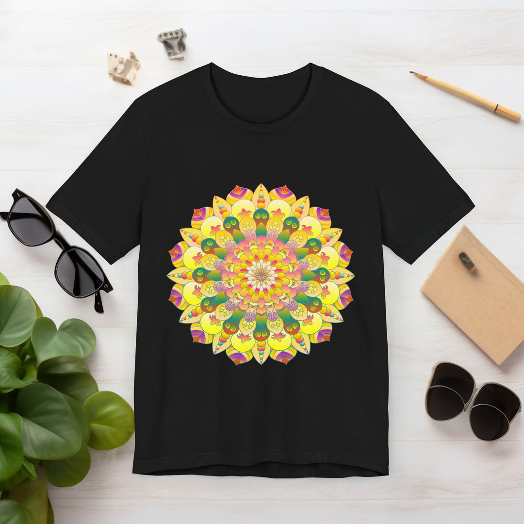 Vibrant Mandala Tee featuring intricate spiritual design for peace and harmony