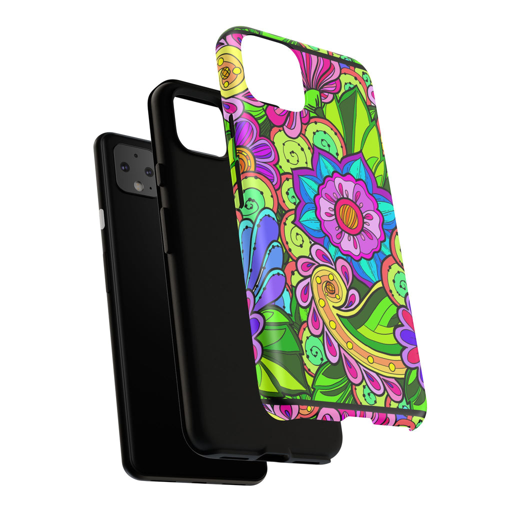 Floral Fantasy iPhone and Google Pixel Case in Bright Green Palette
