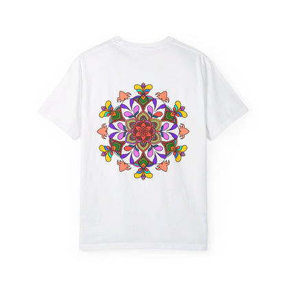 Unisex Mandala T-Shirt made from 100% Ring-Spun Cotton, Hand-Drawn Mandala Art, Garment-Dyed for Extra Comfort