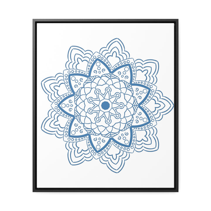 Handmade steel blue mandala design wall art on gallery canvas wraps