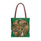Boho Mandala Tote Bag — Green Floral Pattern AOP Shopper