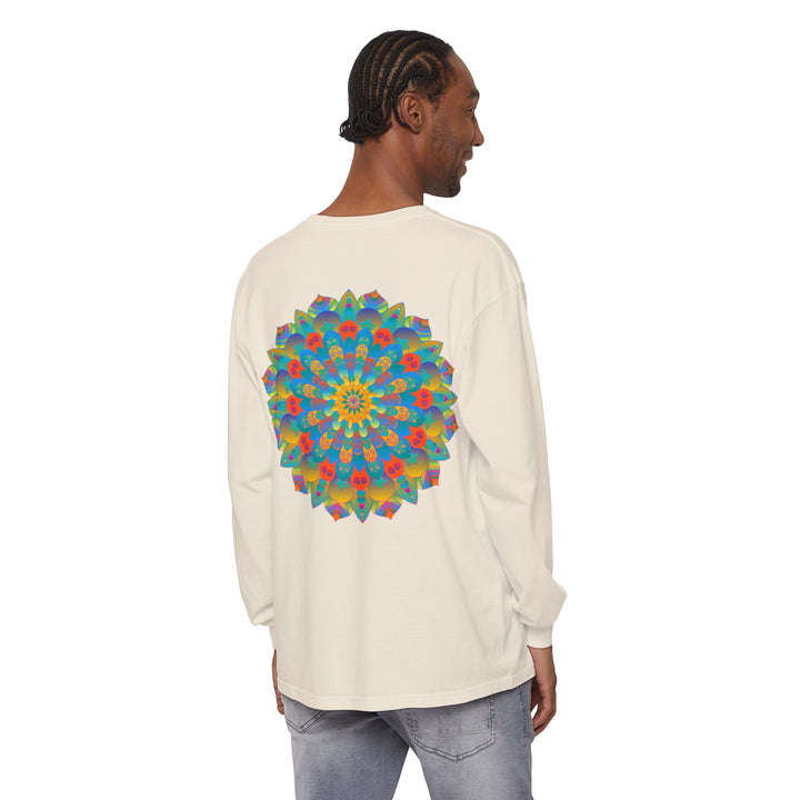 Eye-catching mandala print on a unisex long sleeve t-shirt