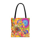 Psychedelic Floral Mandala Tote Bag