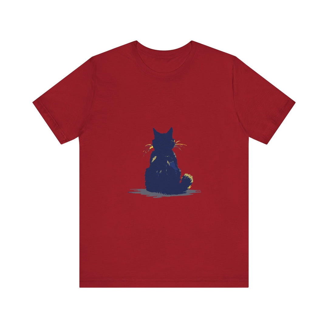 Graphic black cat mystery t-shirt with a simple and cool design