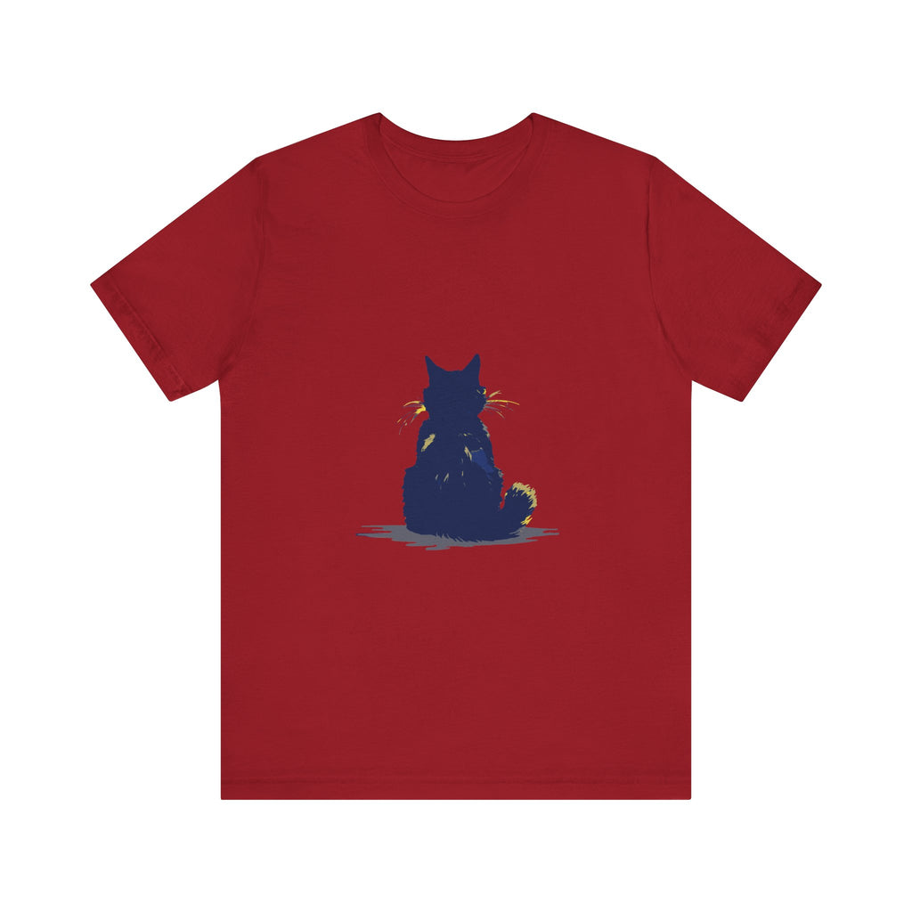 Graphic black cat mystery t-shirt with a simple and cool design