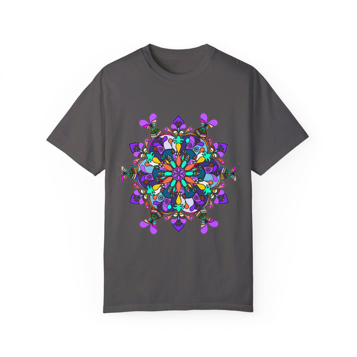 Unisex Mandala T-Shirt crafted from 100% Ring-Spun Cotton with Hand-Drawn Mandala Art, Garment-Dyed for Extra Comfort