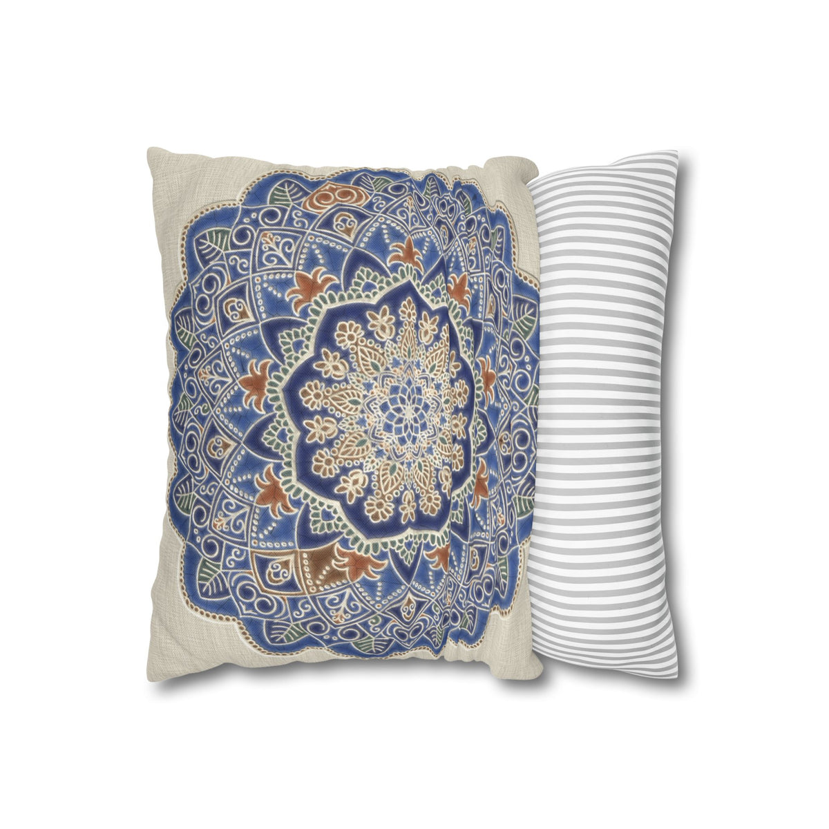 Federe quadrate Mandala blu