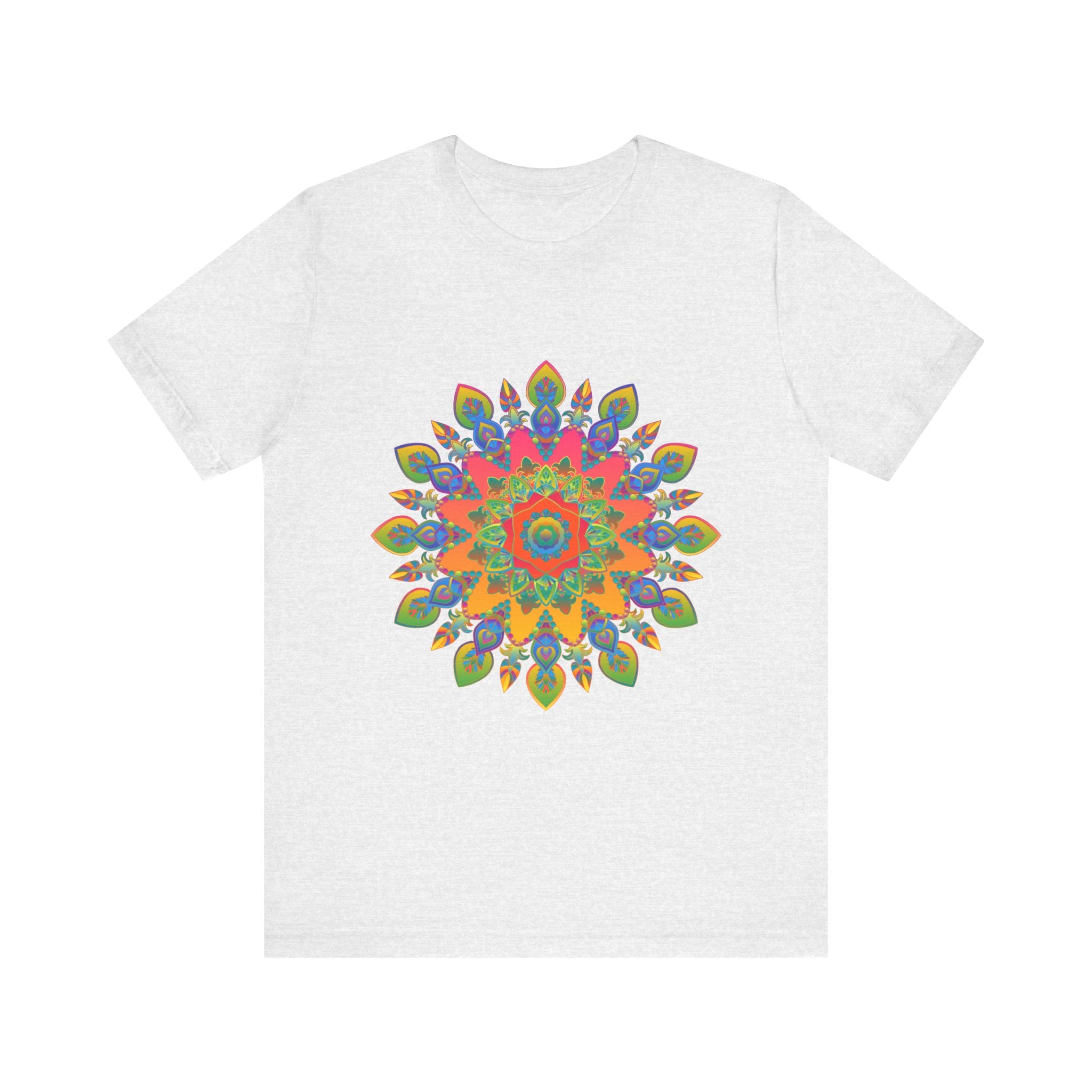 Vibrant Mandala Tee - Intricate Design: A colorful, eye-catching mandala pattern graces the front of this stylish and unique t-shirt