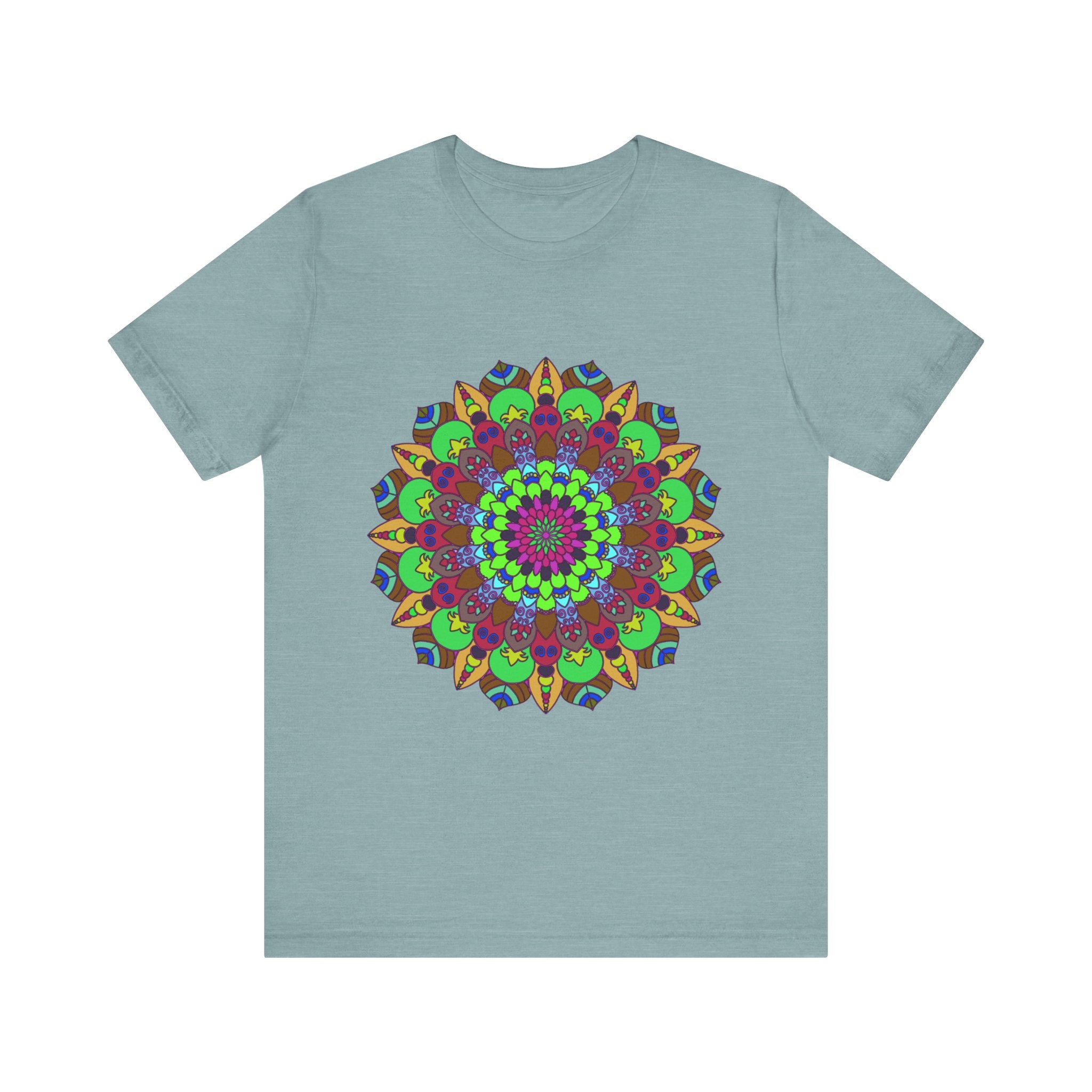 Vibrant Mandala Tee featuring cosmic and interconnected designs in various colors