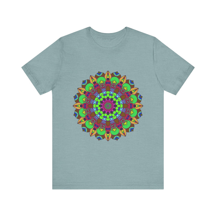 Vibrant Mandala Tee featuring cosmic and interconnected designs in various colors