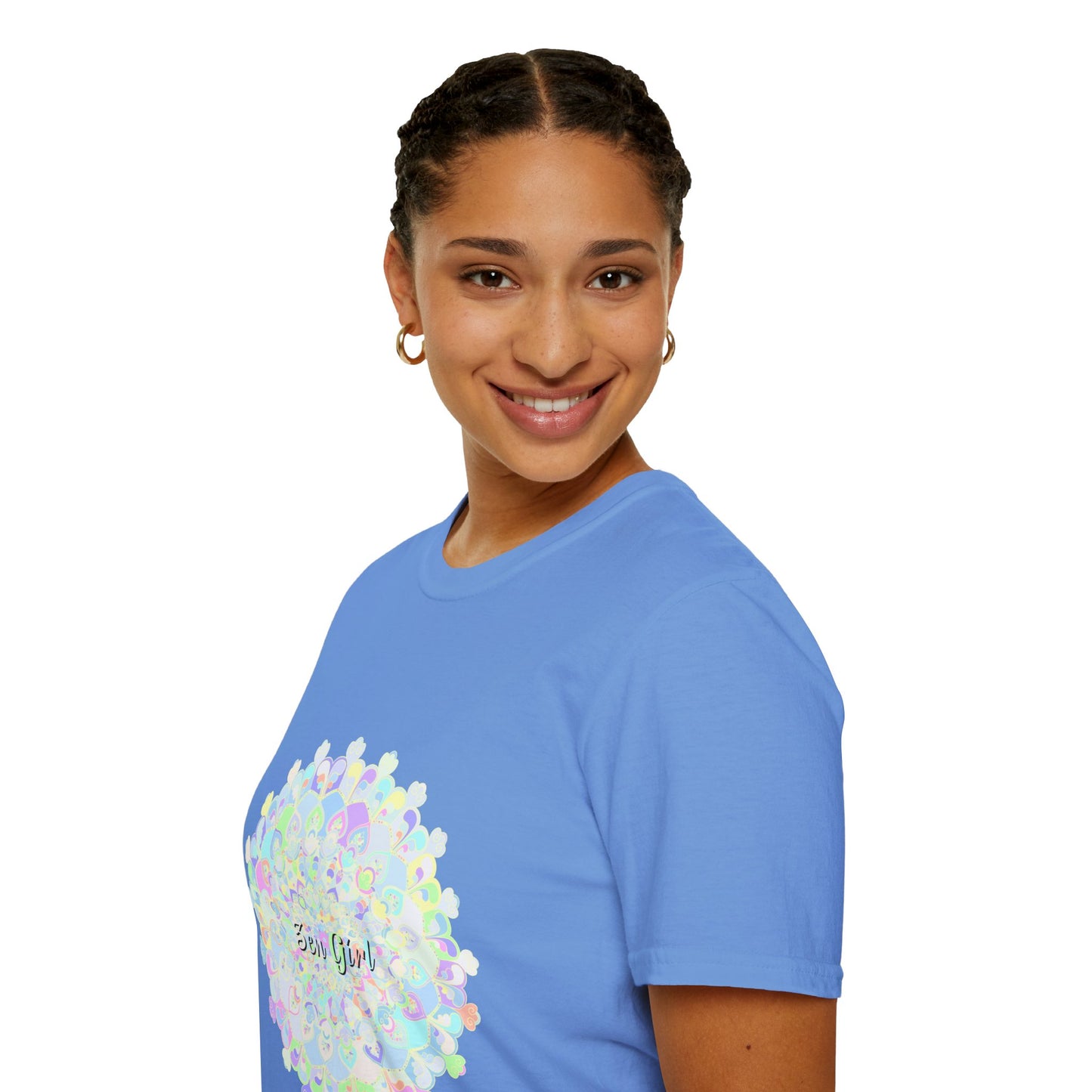 Colorful mandala T-shirt with intricate and unique design, perfect for adding a pop of style to any outfit