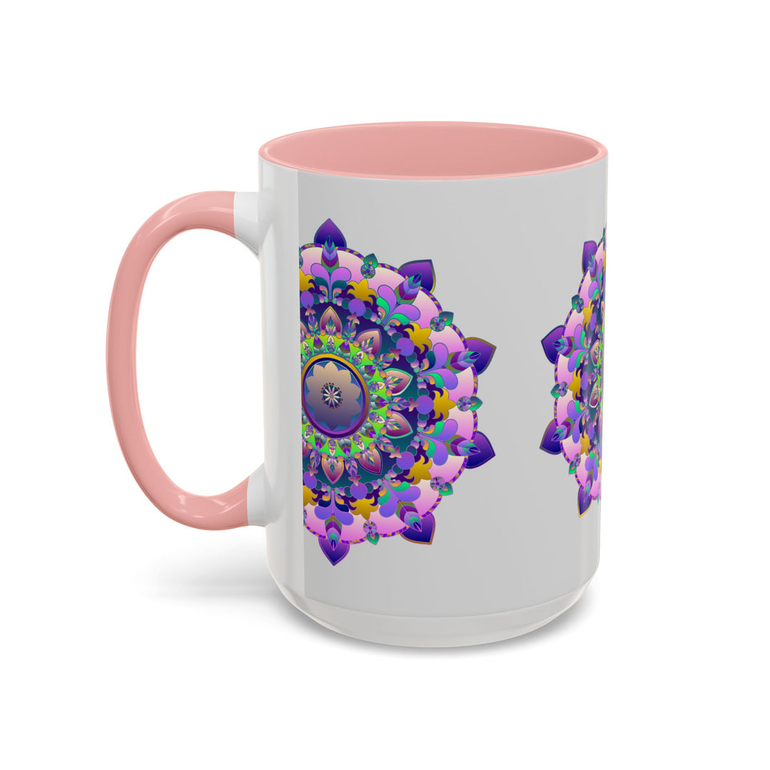 Vibrant and intricate mandala art mug with colorful floral design