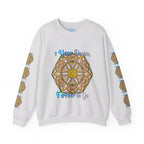 Black unisex crewneck sweatshirt with '1 Year Down, Forever to Go' anniversary message