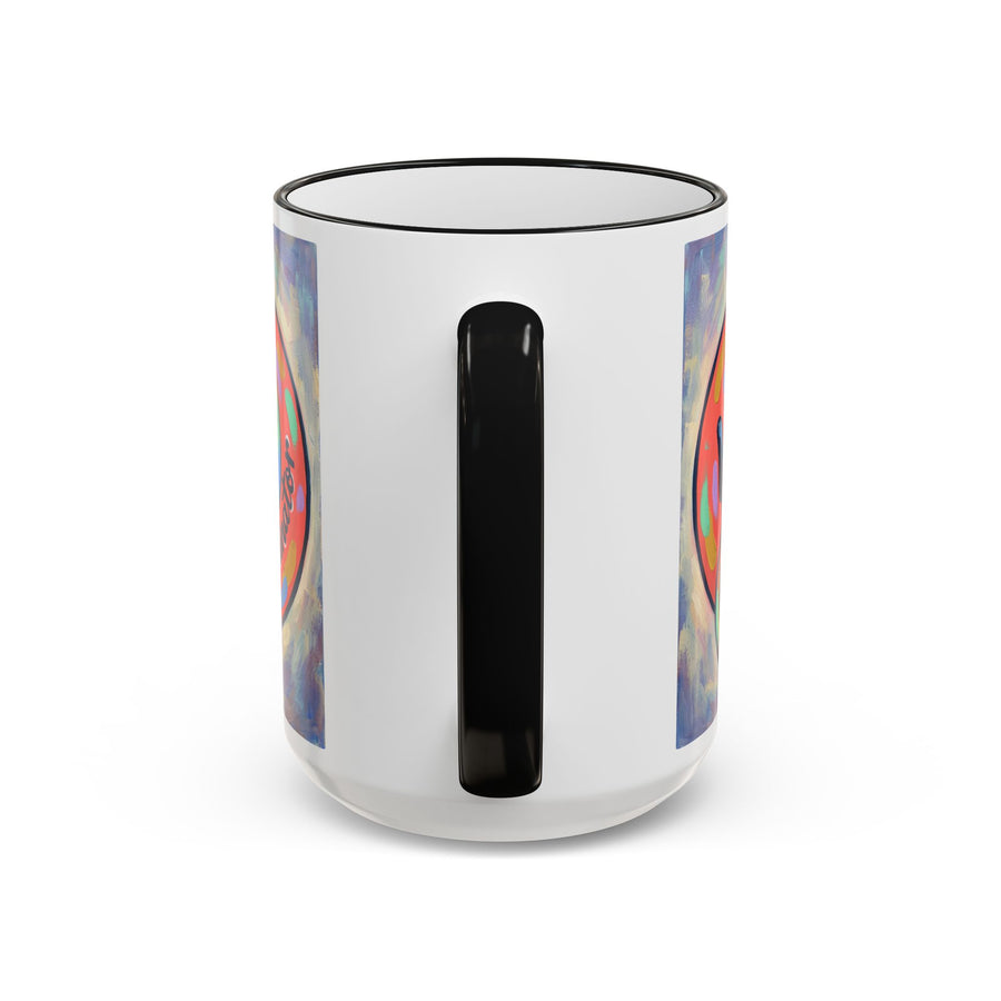 Colorful Paw Print Pet Lover Accent Rim Mug (11oz/15oz)