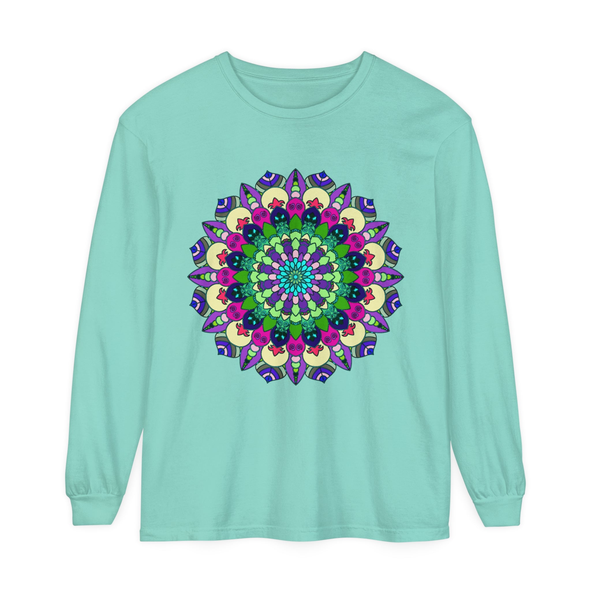 Colorful and intricate mandala design long sleeve t-shirt for men and women