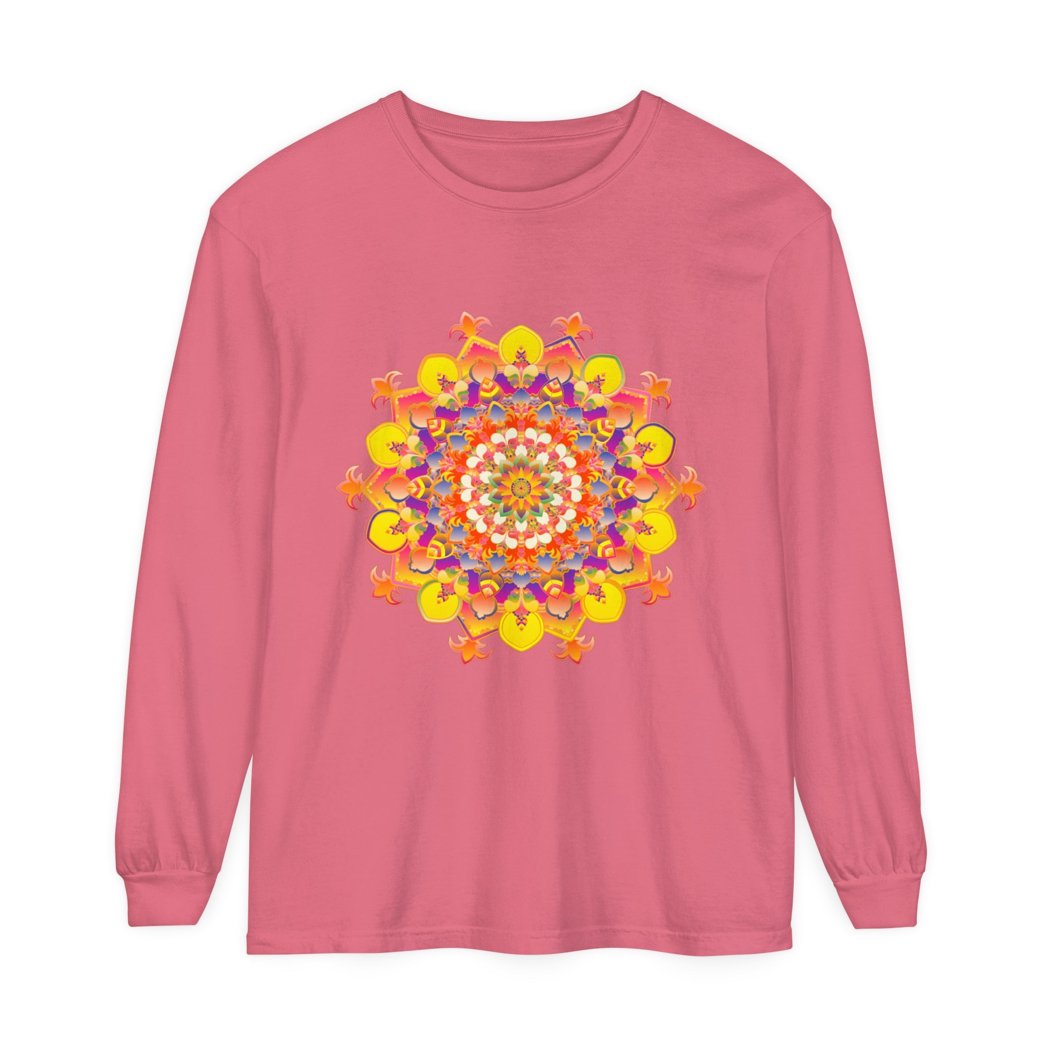 Colorful and intricate mandala design long sleeve t-shirt for men and women