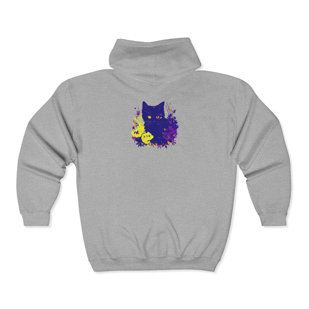 Schwarzer Katzen-Aquarell-Kapuzenpullover - Mystisches Haustier-Design