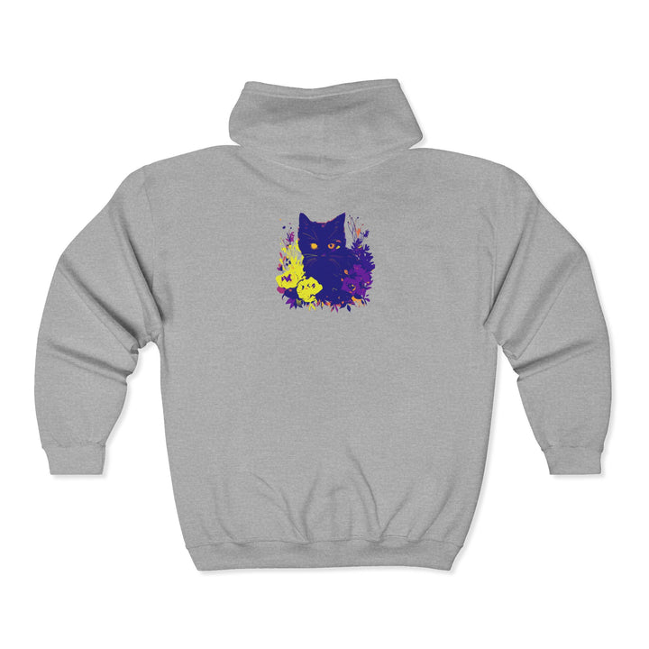 Schwarzer Katzen-Aquarell-Kapuzenpullover - Mystisches Haustier-Design