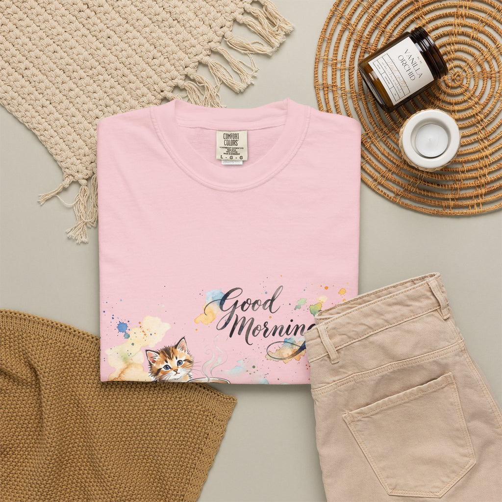 Good Morning Cat T-Shirt | Ultra-Soft Cotton Graphic Tee