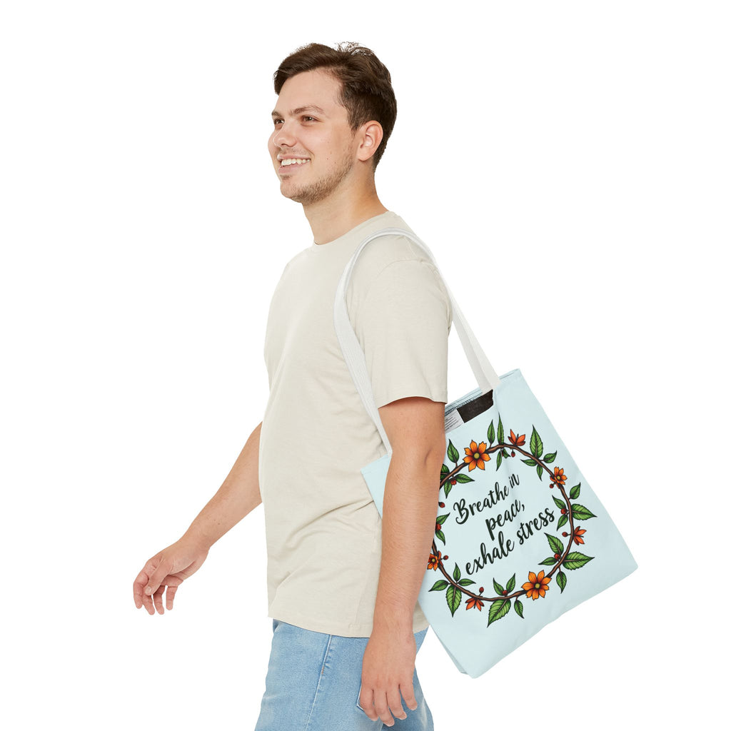 A beautiful, handcrafted Flower Crown Tote Bag, perfect for adding a touch of serene style to any outfit