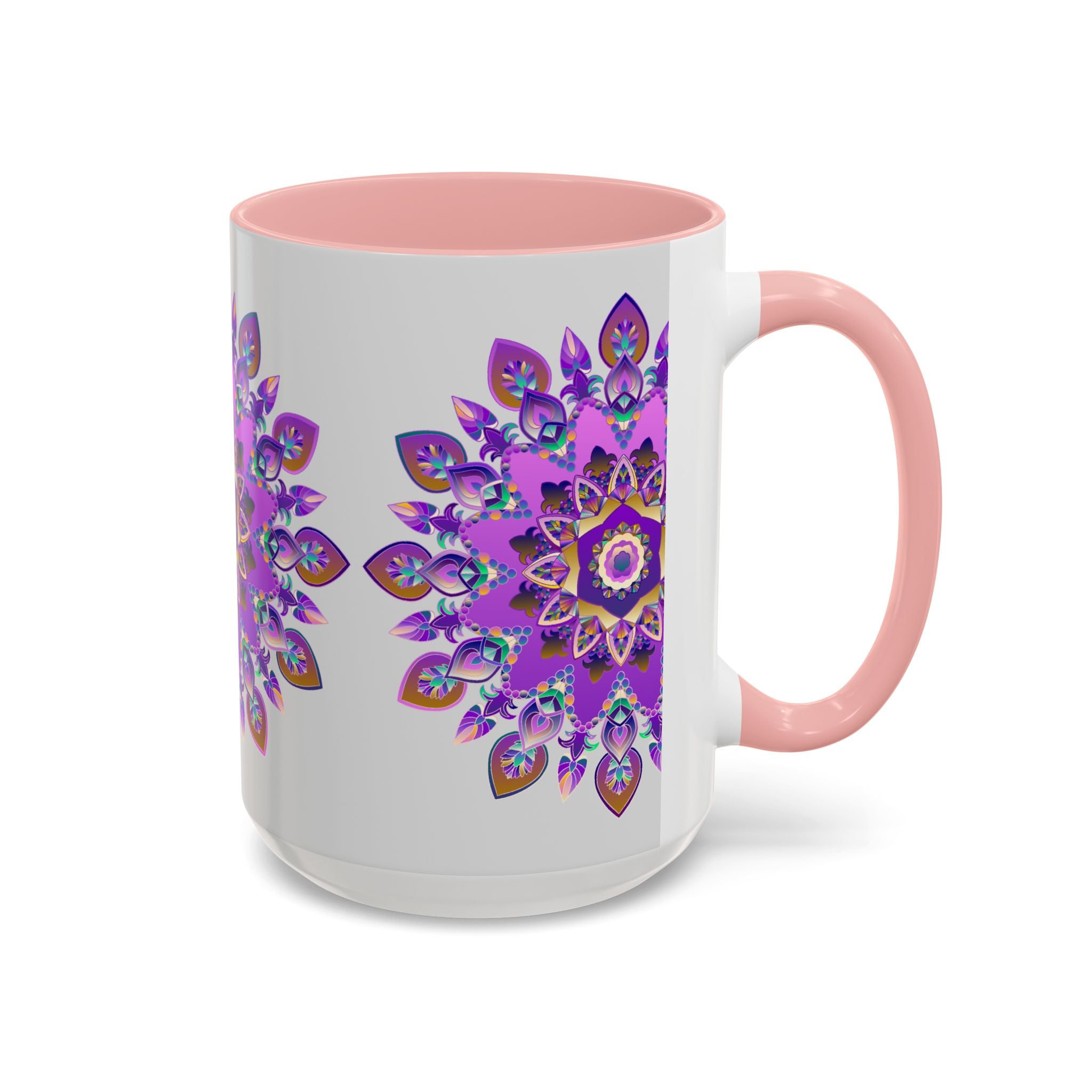  Beautifully crafted mug with a mesmerizing purple and gold mandala design 