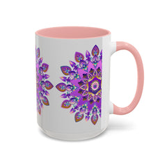  Beautifully crafted mug with a mesmerizing purple and gold mandala design 