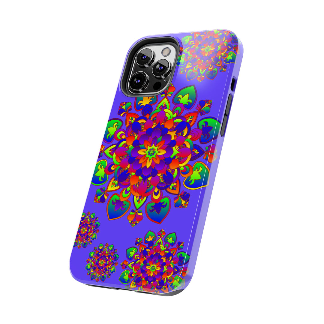 Colorful hand-drawn mandala rainbow design phone case for ultimate protection