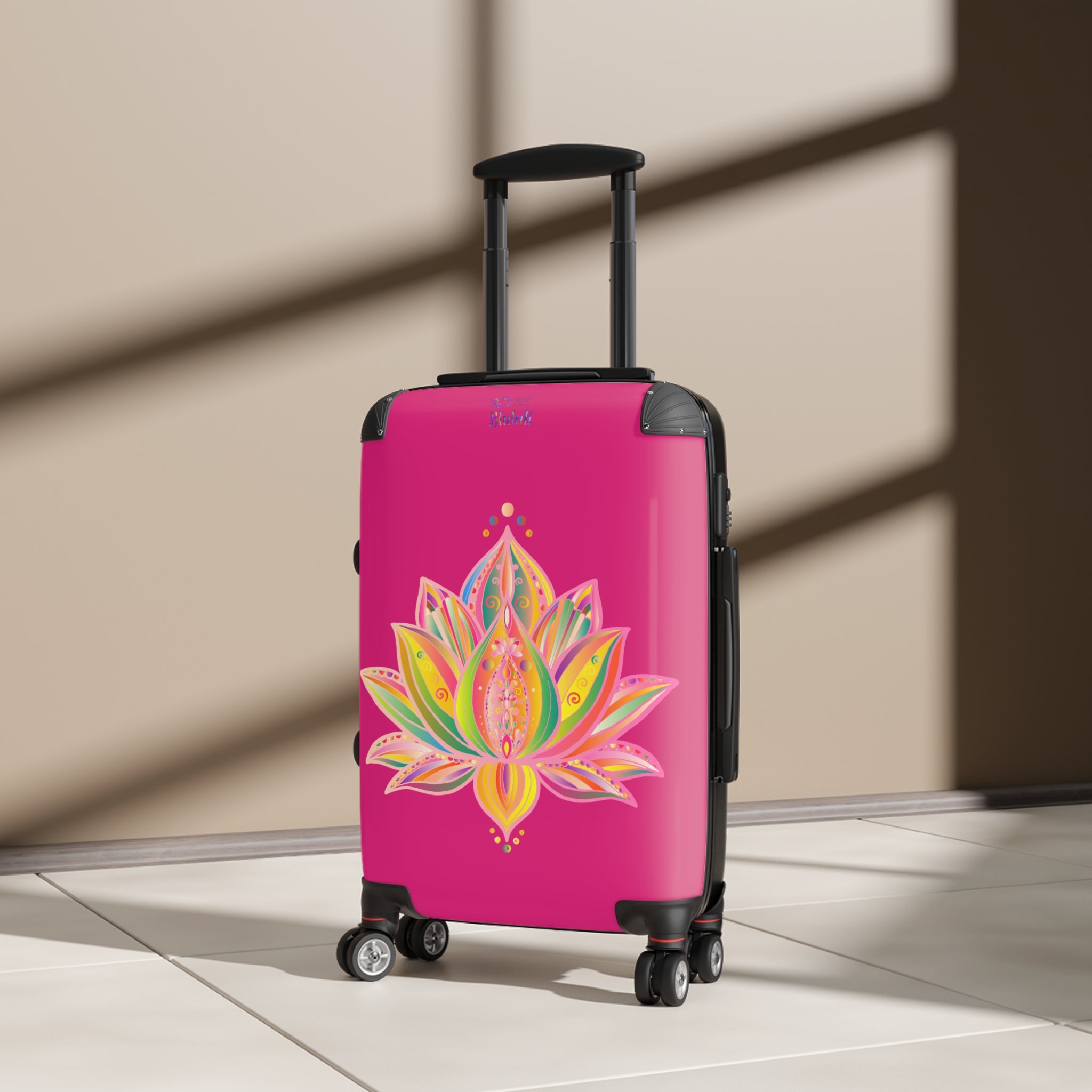 Pink Lotus Suitcase – Vibrant Floral Carry-On Luggage
