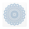 Handmade Mandala Art featuring a beautiful steel blue design on matte canvas, stretched and ready to hang as stunning wall art