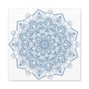 Handmade Mandala Art featuring a beautiful Mandala Design in Steel Blue on Matte Canvas, Stretched to 125 inches