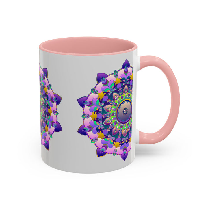 Beautiful ceramic mug with a colorful floral mandala design, perfect for art lovers