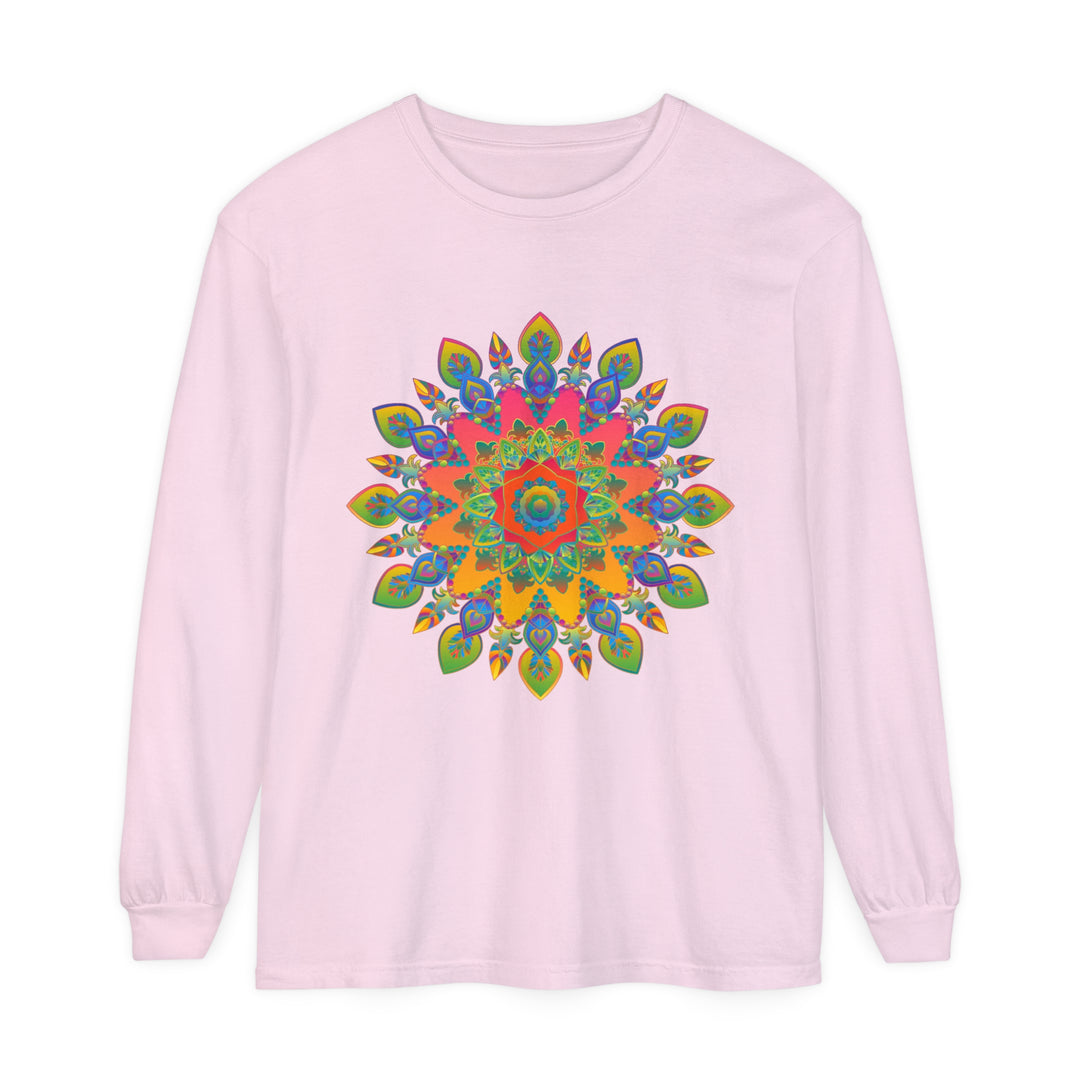 Colorful, intricate mandala design long sleeve t-shirt for men and women